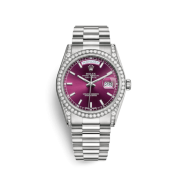 Rolex Day-Date 36 White Gold Diamonds / President  / Cherry