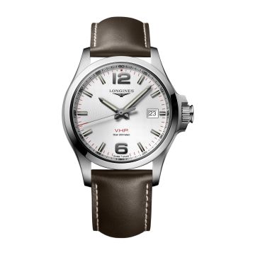 Longines Conquest V.H.P. 43 Stainless Steel / Silver / Leather