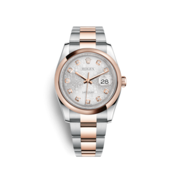 Rolex Datejust 36 Rolesor Everose Domed / Oyster / Silver Computer