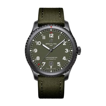 Breitling Aviator 8 Automatic 41 Blacksteel / Curtiss Warhawk / Canvas / Folding