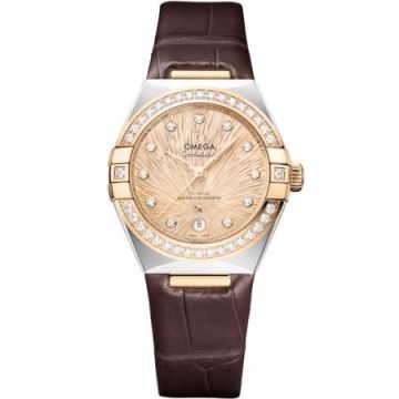 Omega Constellation Manhattan 29 Co-Axial Master Chronometer Stainless Steel - Moonshine Gold - Diamond / Champagne Supernova / Alligator