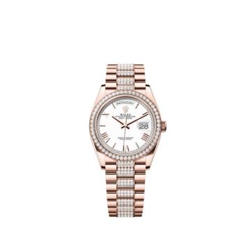 Rolex Day-Date 36 Everose Gold / Diamond / White - Roman / President - Diamond
