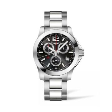 Longines Conqyuest Chronograph Quartz 41 Stainless Steel / Black / Bracelet