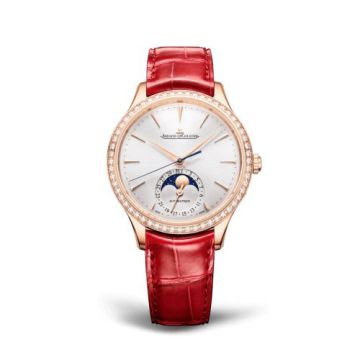 Jaeger-LeCoultre Master Ultra Thin Moon 36 Pink Gold - Diamond / Silver / Alligator