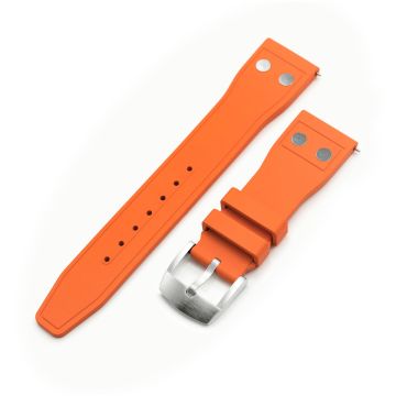 Quick Release Orange Rivet Pilot FKM rubber watch strap, 20mm or 22mm - 22mm