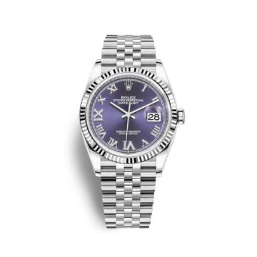 Rolex Datejust 36 Stainless Steel / Fluted / Aubergine Roman-Diamonds / Jubilee