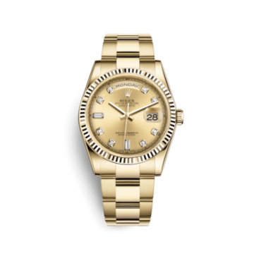Rolex Day-Date 36 Yellow Gold Fluted / Oyster / Champagne Diamond