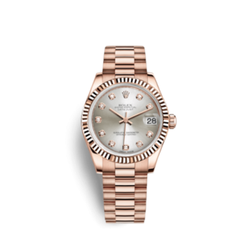 Rolex Datejust 31 Everose Fluted / President / Silver Diamond