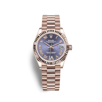 Rolex Datejust 31 Rose Gold / Fluted / Aubergine - Roman / President