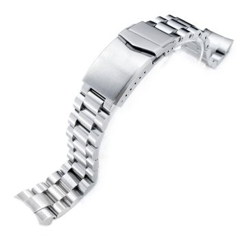 Endmill Watch Band compatible with Seiko Solar Power SSC015, 316L Stainless Steel V-Clasp Button Double Lock - 10mm