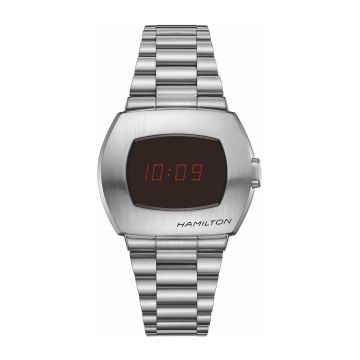 Hamilton PSR Digital Quartz Stainless Steel / Red