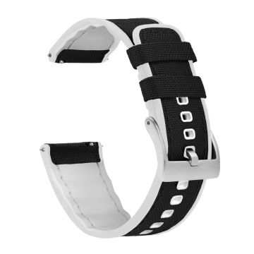 Black Cordura Fabric And White Silicone Hybrid Watch Band - 16mm