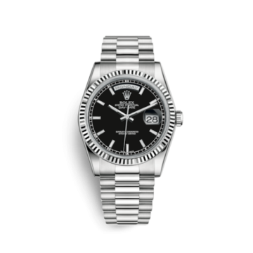 Rolex Day-Date 36 White Gold Fluted / President / Black