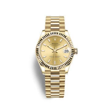 Rolex Datejust 31 Yellow Gold / Fluted / Champagne / President