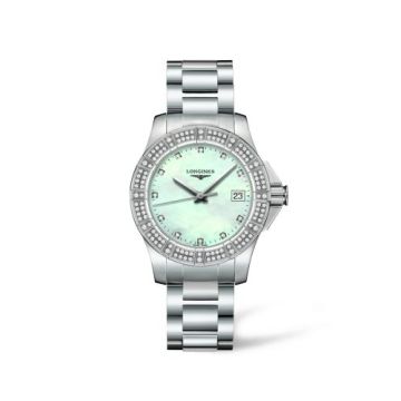 Longines Conquest 35 Quartz Stainless Steel Diamond Bezel