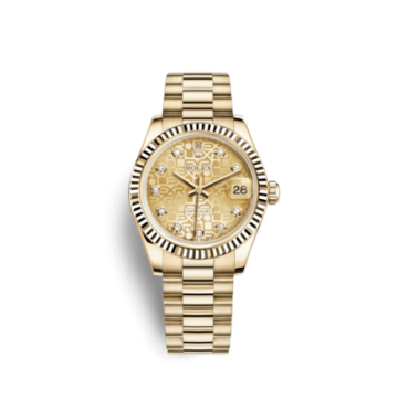 Rolex Datejust 31 Yellow Gold Fluted / President / Champagne Computer