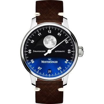 MeisterSinger Stratoscope Moonphase Black with sunburst blue