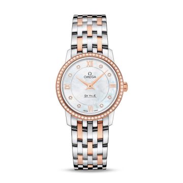 Omega De Ville Prestige Quartz 27.4 Stainless Steel / Red Gold / Diamond / MOP / Bracelet