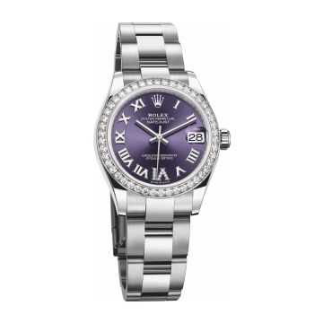 Rolex Datejust 31 Stainless Steel Diamond / Oyster / Aubergine - Roman