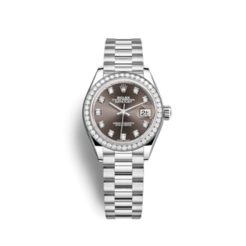 Rolex Lady-Datejust 28 Platinum Diamond / President / Grey Diamonds