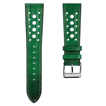 Radstock Racing Style Genuine Leather Watch Strap - Vintage Green - 18mm