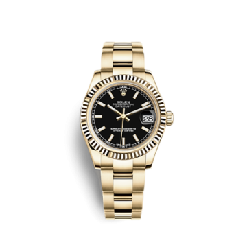 Rolex Datejust 31 Yellow Gold Fluted / Oyster / Black