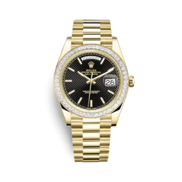 Rolex Day-Date 40 Yellow Gold - Baguette / Black