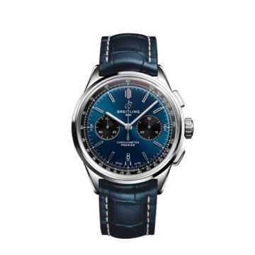 Breitling Premier B01 Chronograph 42 Stainless Steel / Blue / Croco / Folding