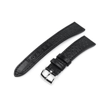 MiLTAT Rally Racing Genuine Alligator Black Watch Strap - 7mm