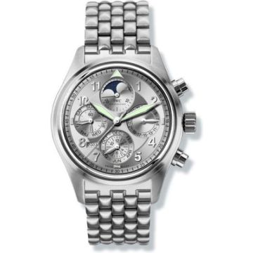 IWC Schaffhausen Pilot's Watch Spitfire Chronograph Perpetual Calendar Stainless Steel / Silver / Sincere