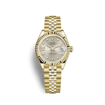 Rolex Lady-Datejust 28 Yellow Gold Fluted / Jubilee / Silver Diamond