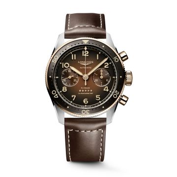 Longines Spirit Flyback 42 Stainless Steel - Pink Gold / Brown