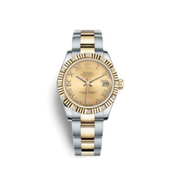 Rolex Datejust 31 Rolesor Fluted Diamond / Oyster / Champagne Roman