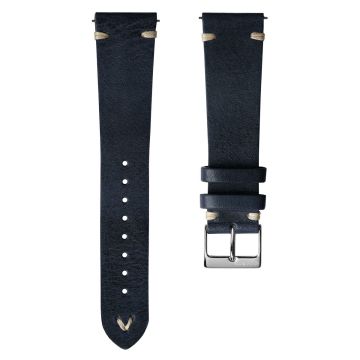 Classic Simple Handmade Italian Leather Watch Strap - Blue - 22mm