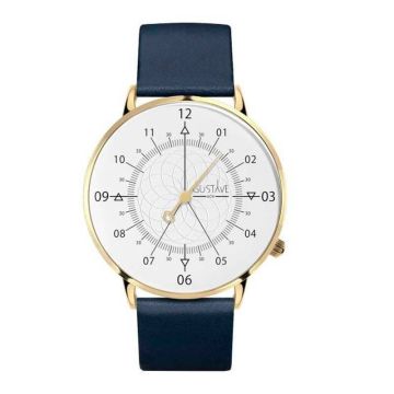 Gustave & Cie 12H Louis Or & Blanc Cuir Bleu Océan 40mm
