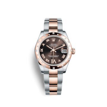 Rolex Datejust 31 Rolesor Everose Domed Diamond / Oyster / Chocolate Roman