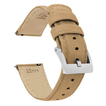 Khaki Tan Sailcloth Quick Release Watch Band - 22mm