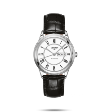 Longines Flagship 38.5 Day Date Stainless Steel / White Roman / Strap