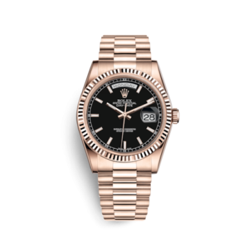 Rolex Day-Date 36 Everose Fluted / President / Black