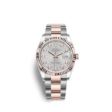 Rolex Datejust 36 Stainless Steel / Everose / Fluted / Silver - Fluted - Diamond / Oyster