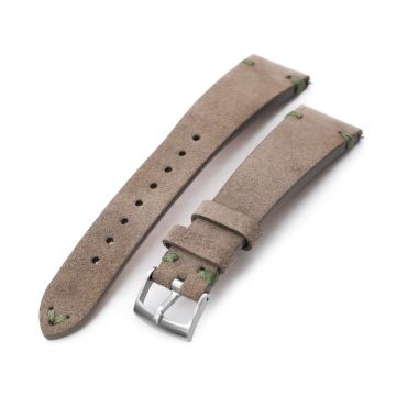 Tan Khaki Quick Release Suede Leather Watch Strap 19mm 21mm - 21mm