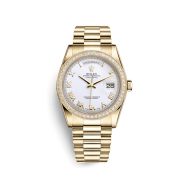 Rolex Day-Date 36 Yellow Gold Diamonds / President  / White Roman