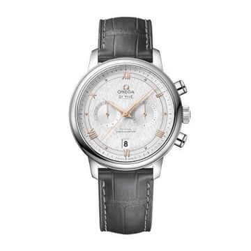 Omega De Ville Prestige Co-Axial 41 Chronograph Stainless Steel / Vintage Silver Silk / Alligator