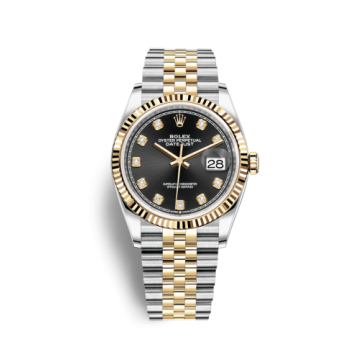 Rolex Datejust 36 Stainless Steel / Yellow Gold / Fluted / Black Diamond / Jubilee