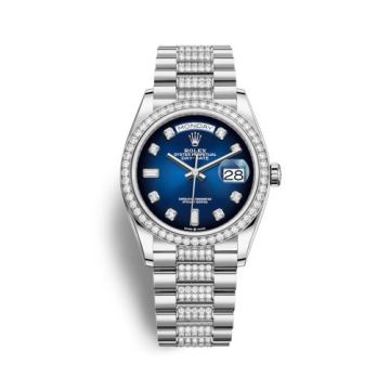 Rolex Day-Date 36 White Gold / Diamond / Blue Ombré-Diamond / President-Diamond