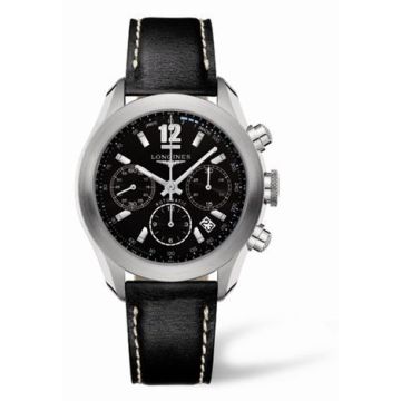 Longines GrandeVitesse Chronograph Black Leather