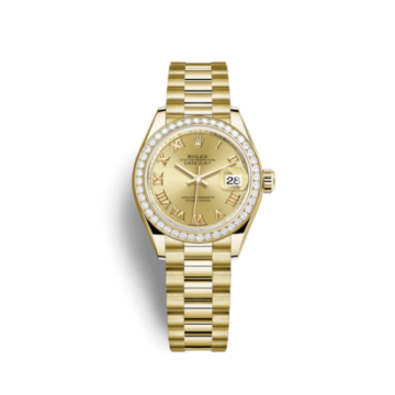 Rolex Lady-Datejust 28 Yellow Gold Diamond / President / Champagne Roman