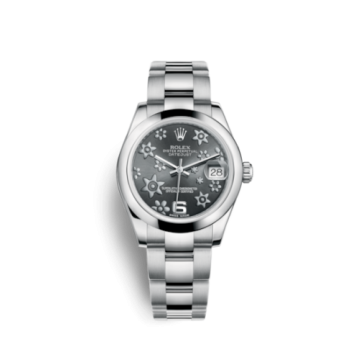 Rolex Datejust 31 Stainless Steel Domed / Oyster / Dark Rhodium Floral