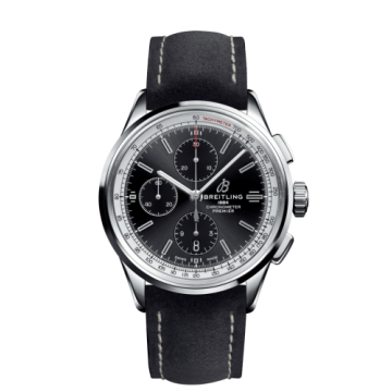 Breitling Premier Chronograph 42 Stainless Steel / Black / Nubuck Black / Tang