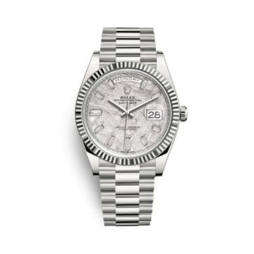 Rolex Day-Date 40 White Gold / Meteorite - Baquette